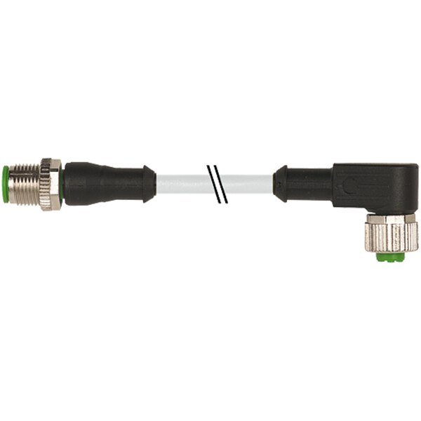M12 male 0° / M12 female 90°, PUR 3x0.34 gy UL/CSA 2.5m, Murr Elektronik, Mfr#: 7000-40101-2230250